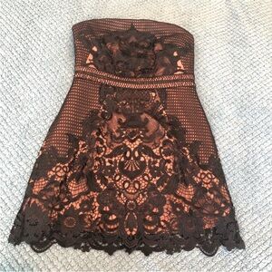 Self Portrait Elegant Black Lace Strapless Dress